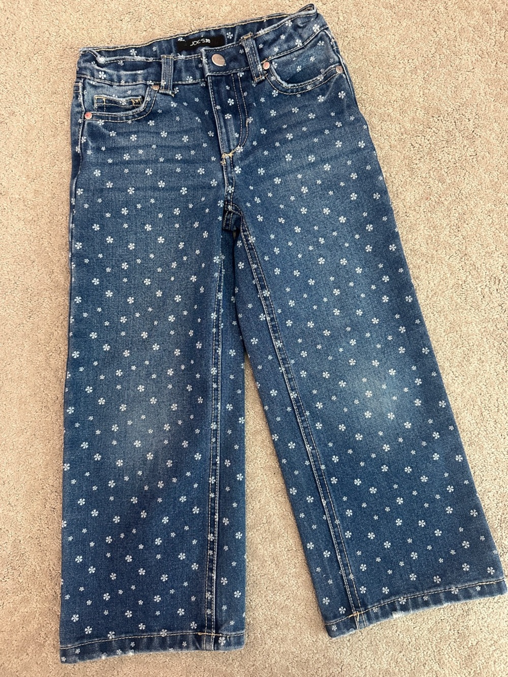 Girls' Floral Print Wide Leg Jeans